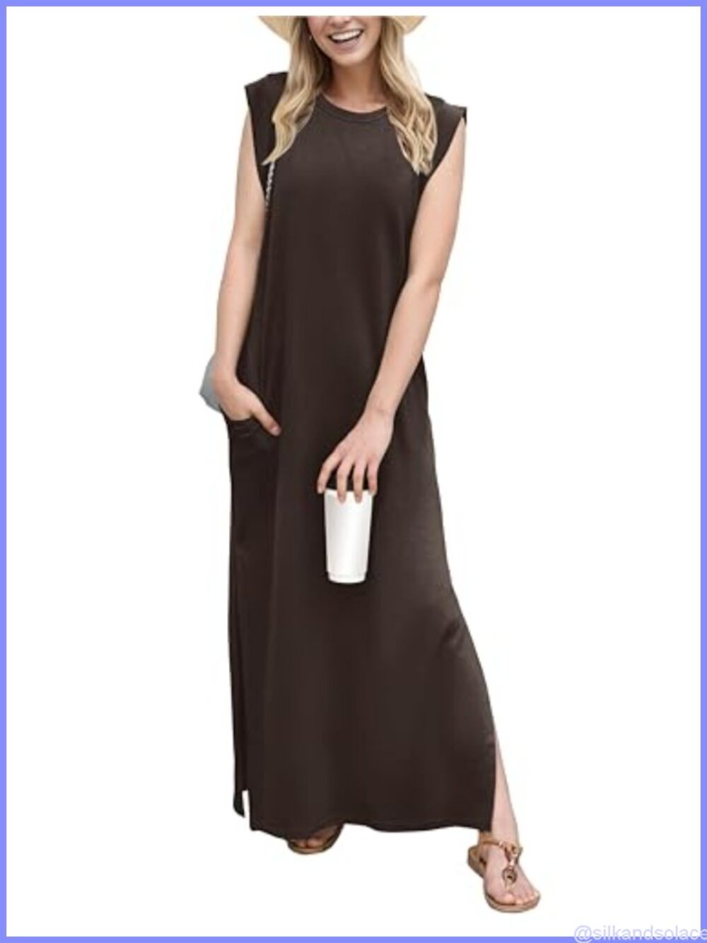 Womens Maxi Vacation Dress Casual Loose Fit Rayon Blend with Pockets